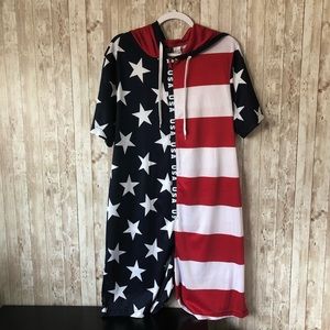 USA flag Zip Up short set